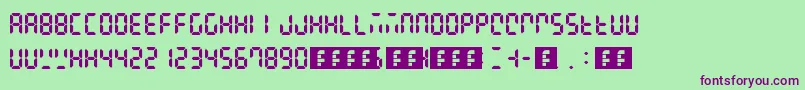 Digital Display Font – Purple Fonts on Green Background