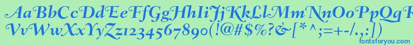 FairfieldLh76SwashBoldItalicOldStyleFigures Font – Blue Fonts on Green Background