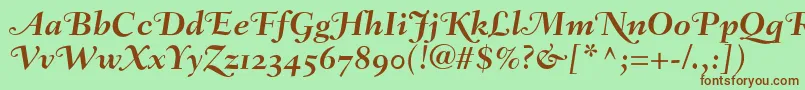 FairfieldLh76SwashBoldItalicOldStyleFigures-Schriftart – Braune Schriften auf grünem Hintergrund