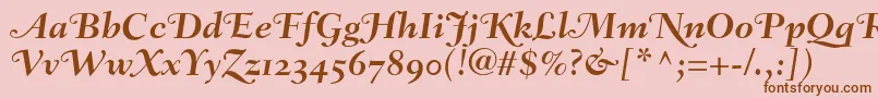 FairfieldLh76SwashBoldItalicOldStyleFigures-Schriftart – Braune Schriften auf rosa Hintergrund