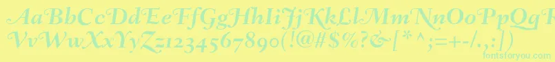 FairfieldLh76SwashBoldItalicOldStyleFigures Font – Green Fonts on Yellow Background