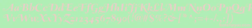FairfieldLh76SwashBoldItalicOldStyleFigures Font – Pink Fonts on Green Background