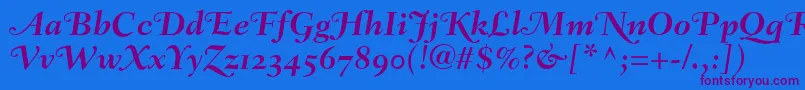 FairfieldLh76SwashBoldItalicOldStyleFigures Font – Purple Fonts on Blue Background