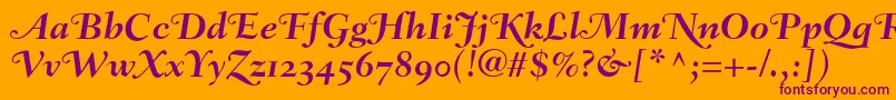 FairfieldLh76SwashBoldItalicOldStyleFigures Font – Purple Fonts on Orange Background