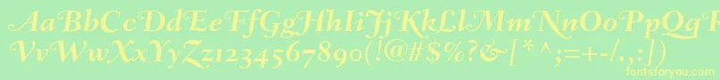 Шрифт FairfieldLh76SwashBoldItalicOldStyleFigures – жёлтые шрифты на зелёном фоне