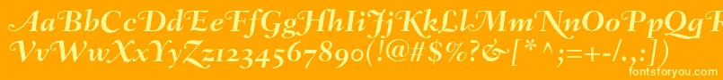 FairfieldLh76SwashBoldItalicOldStyleFigures Font – Yellow Fonts on Orange Background