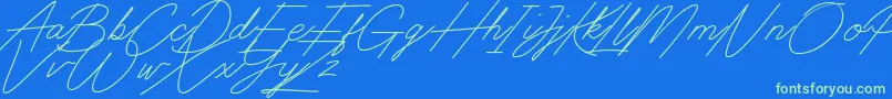 Digital Signature-Schriftart – Grüne Schriften auf blauem Hintergrund