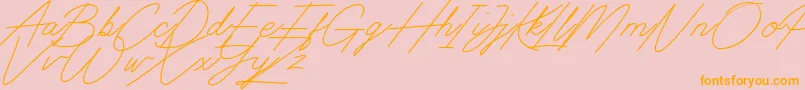 Digital Signature-Schriftart – Orangefarbene Schriften auf rosa Hintergrund