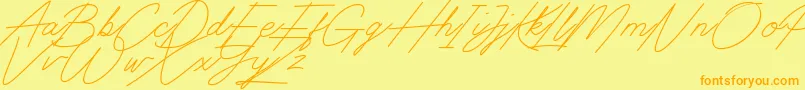 Digital Signature-fontti – oranssit fontit keltaisella taustalla