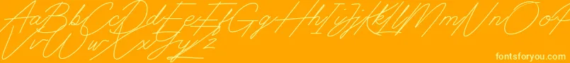 Digital Signature-Schriftart – Gelbe Schriften auf orangefarbenem Hintergrund