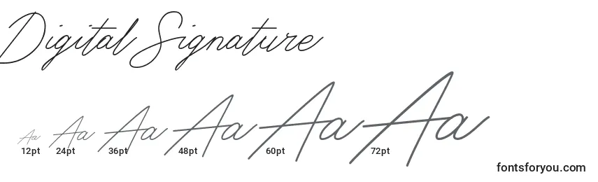 Größen der Schriftart Digital Signature