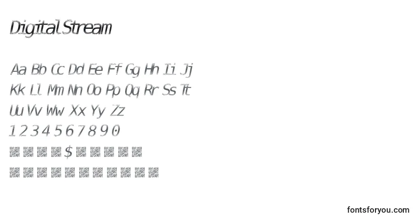 Schriftart DigitalStream – Alphabet, Zahlen, spezielle Symbole