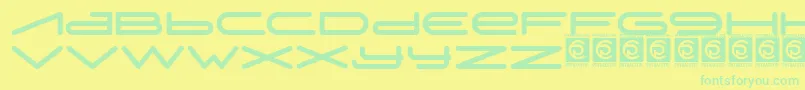 Digitechno FreeVersion-Schriftart – Grüne Schriften auf gelbem Hintergrund