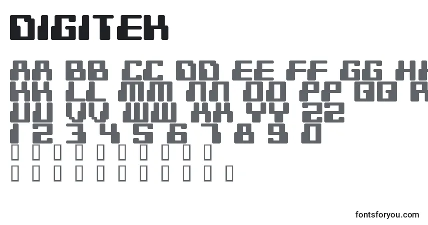 Шрифт DIGITEK (125074) – алфавит, цифры, специальные символы