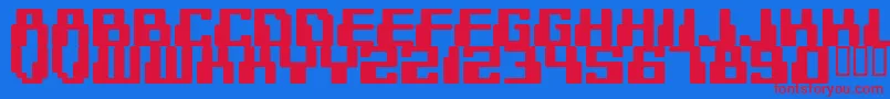 DIGITEK Font – Red Fonts on Blue Background