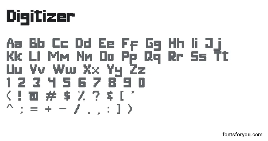 Schriftart Digitizer – Alphabet, Zahlen, spezielle Symbole