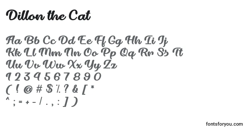 Schriftart Dillon the Cat   – Alphabet, Zahlen, spezielle Symbole
