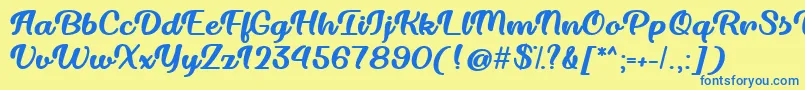 Dillon the Cat   Font – Blue Fonts on Yellow Background