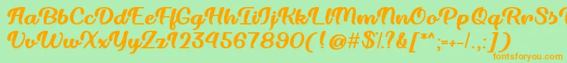 Dillon the Cat   Font – Orange Fonts on Green Background