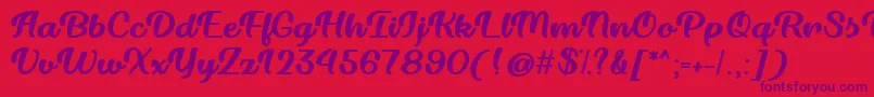 Dillon the Cat  -Schriftart – Violette Schriften auf rotem Hintergrund