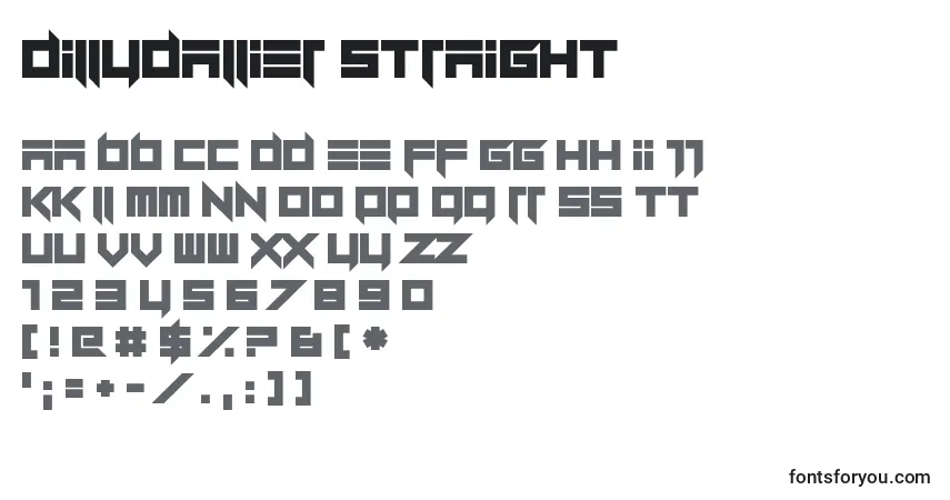 Шрифт Dillydallier Straight – алфавит, цифры, специальные символы