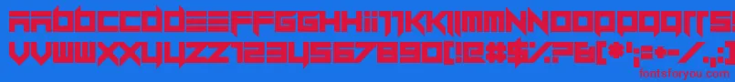 Dillydallier Straight Font – Red Fonts on Blue Background