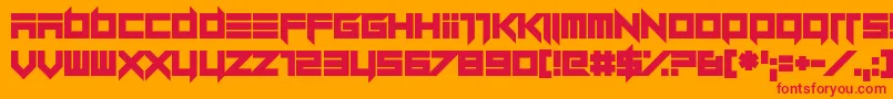 Dillydallier Straight-Schriftart – Rote Schriften auf orangefarbenem Hintergrund
