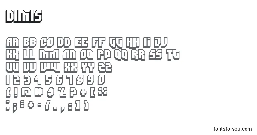 A fonte DIMIS    (125084) – alfabeto, números, caracteres especiais