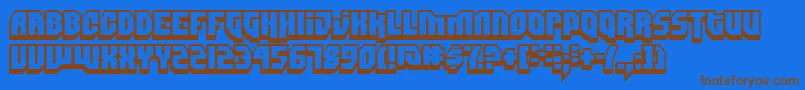 DIMIS   -Schriftart – Braune Schriften auf blauem Hintergrund