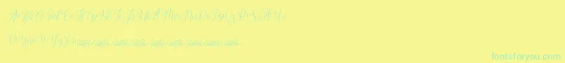 Шрифт dimmya demo – зелёные шрифты на жёлтом фоне