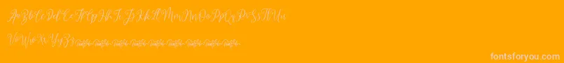 dimmya demo-Schriftart – Rosa Schriften auf orangefarbenem Hintergrund