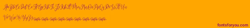 dimmya demo-Schriftart – Violette Schriften auf orangefarbenem Hintergrund
