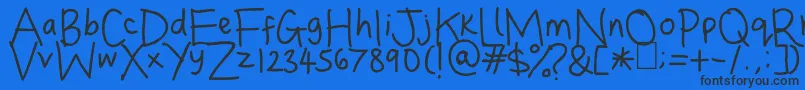 Dina s Handwriting Font – Black Fonts on Blue Background