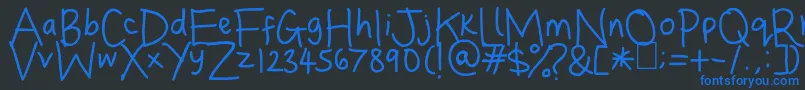 Dina s Handwriting Font – Blue Fonts on Black Background