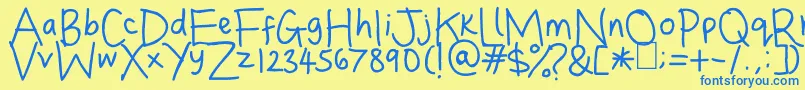 Dina s Handwriting Font – Blue Fonts on Yellow Background