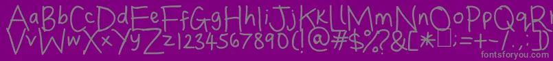 Dina s Handwriting Font – Gray Fonts on Purple Background