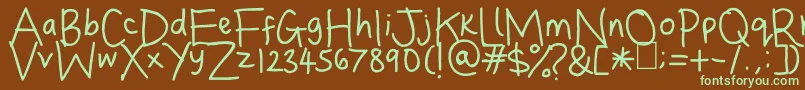 Dina s Handwriting Font – Green Fonts on Brown Background