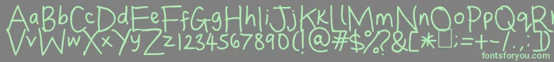 フォントDina s Handwriting – 灰色の背景に緑のフォント