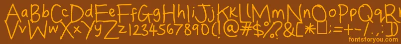 Dina s Handwriting Font – Orange Fonts on Brown Background