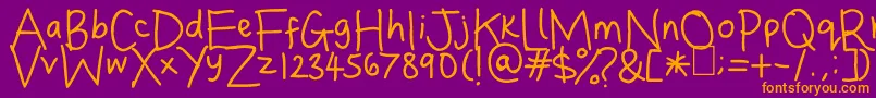 Dina s Handwriting Font – Orange Fonts on Purple Background