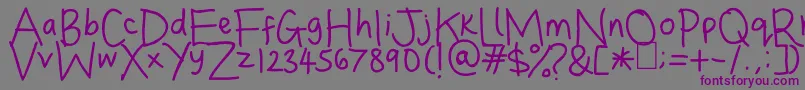 Dina s Handwriting Font – Purple Fonts on Gray Background