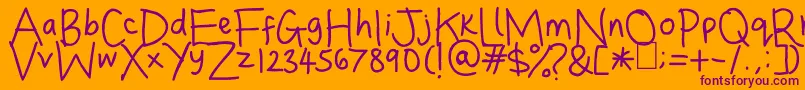 Dina s Handwriting Font – Purple Fonts on Orange Background