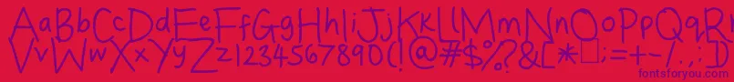 Dina s Handwriting Font – Purple Fonts on Red Background