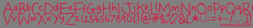 フォントDina s Handwriting – 赤い文字の灰色の背景