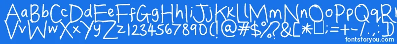 Dina s Handwriting Font – White Fonts on Blue Background