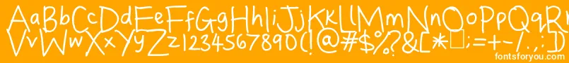 Dina s Handwriting-Schriftart – Weiße Schriften auf orangefarbenem Hintergrund