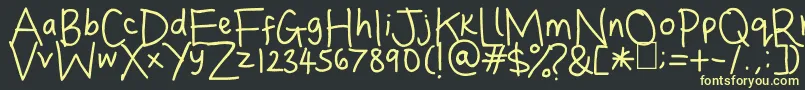 Dina s Handwriting Font – Yellow Fonts on Black Background