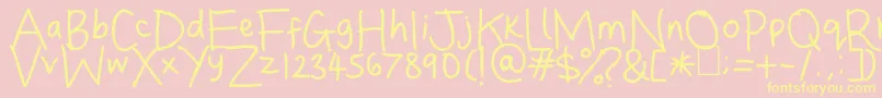 Dina s Handwriting Font – Yellow Fonts on Pink Background