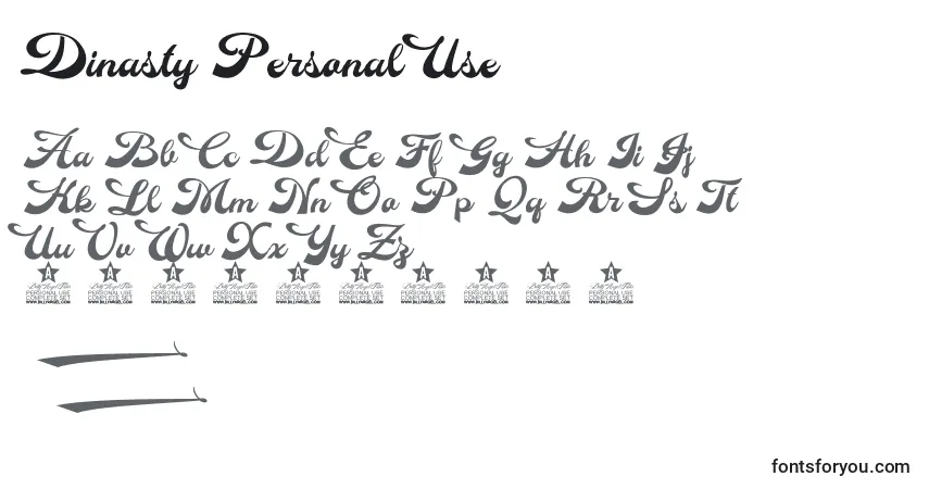 Schriftart Dinasty Personal Use – Alphabet, Zahlen, spezielle Symbole