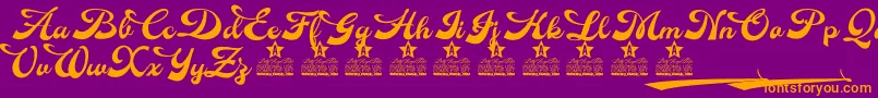 Dinasty Personal Use-Schriftart – Orangefarbene Schriften auf violettem Hintergrund